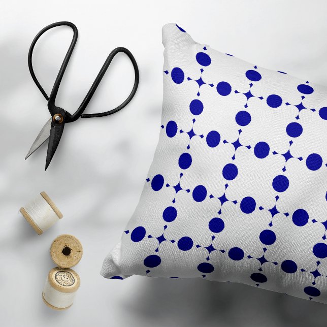 Navy Blue Polka Dots, Polka Dot Pattern, Dots Decorative Cushion (Creator Uploaded)