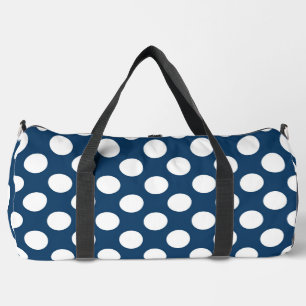 Navy Blue Polka Dots, Polka Dot Pattern, Dots Duffle Bag