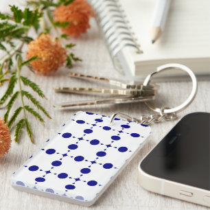 Navy Blue Polka Dots, Polka Dot Pattern, Dots Key Ring