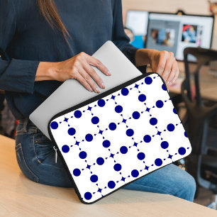 Navy Blue Polka Dots, Polka Dot Pattern, Dots Laptop Sleeve