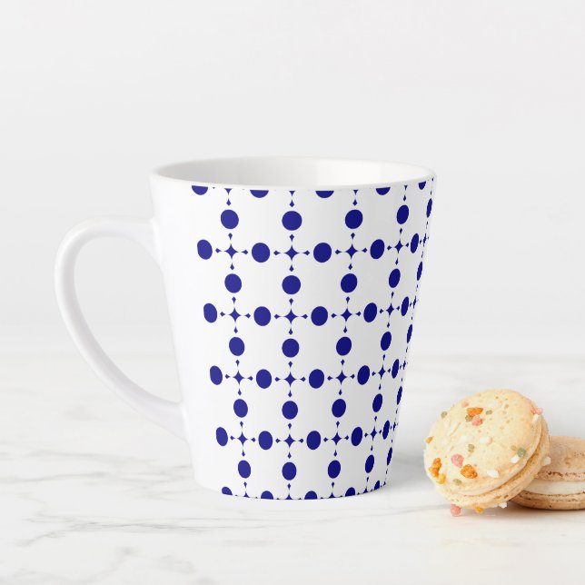 Navy Blue Polka Dots, Polka Dot Pattern, Dots Latte Mug (In Situ)