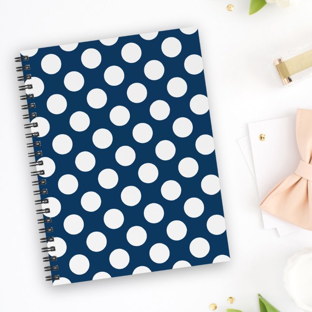 Navy Blue Polka Dots, Polka Dot Pattern, Dots Notebook (Creator Uploaded)