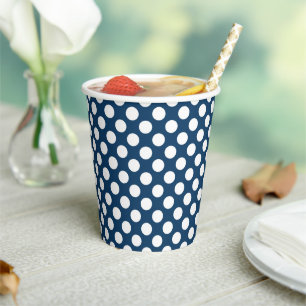 Navy Blue Polka Dots, Polka Dot Pattern, Dots Paper Cups