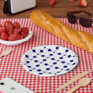 Navy Blue Polka Dots, Polka Dot Pattern, Dots Paper Plate