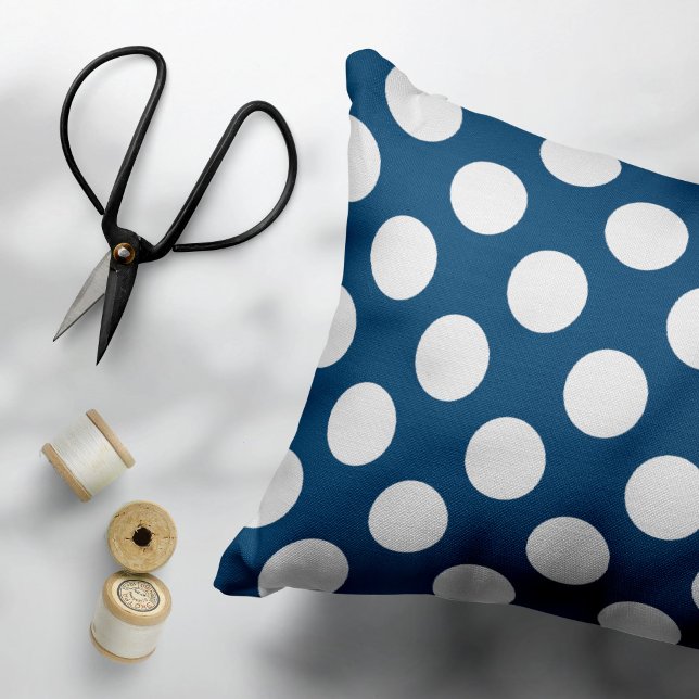 Navy Blue Polka Dots, Polka Dot Pattern, Dots Pillowcase (Creator Uploaded)