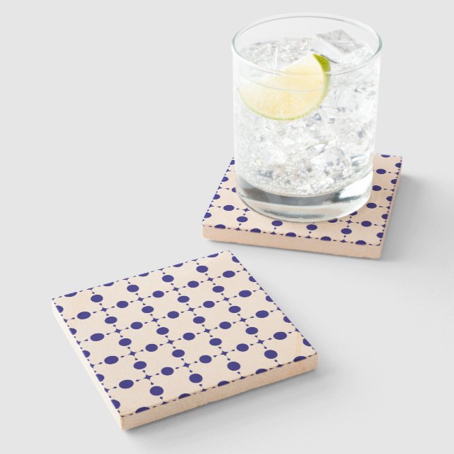 Navy Blue Polka Dots, Polka Dot Pattern, Dots Stone Coaster (Side)