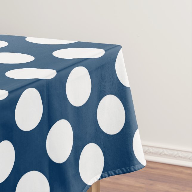 Navy Blue Polka Dots, Polka Dot Pattern, Dots Tablecloth (In Situ)