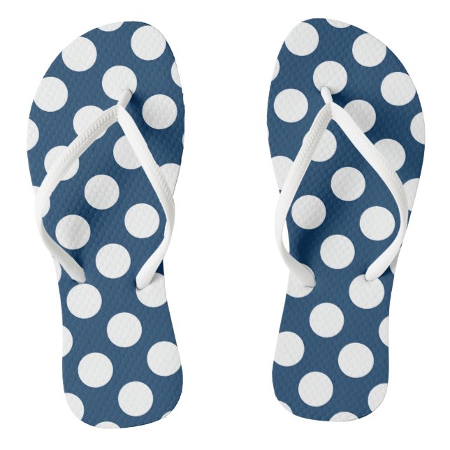 Navy Blue Polka Dots, Polka Dot Pattern, Dots Thongs (Footbed)