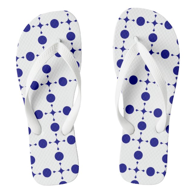Navy Blue Polka Dots, Polka Dot Pattern, Dots Thongs (Footbed)
