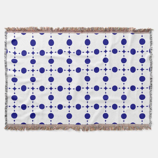 Navy Blue Polka Dots, Polka Dot Pattern, Dots Throw Blanket (Front)