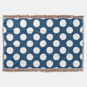 Navy Blue Polka Dots, Polka Dot Pattern, Dots Throw Blanket