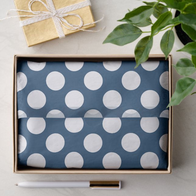 Navy Blue Polka Dots, Polka Dot Pattern, Dots Tissue Paper (Gift)