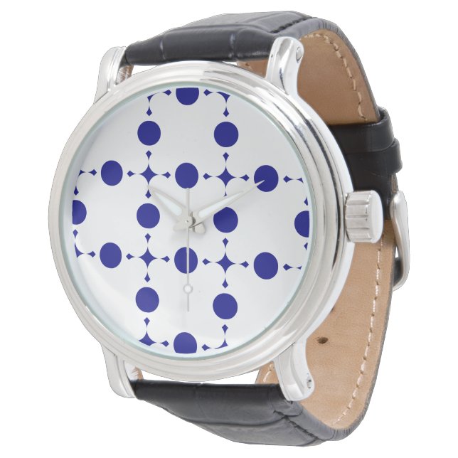 Navy Blue Polka Dots, Polka Dot Pattern, Dots Watch (Angled)