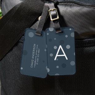 Navy Blue Pop Dots Luggage Tag