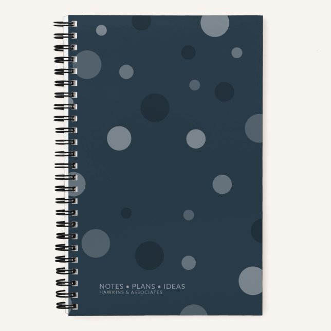 Navy Blue Pop Dots Spiral Bound Notebook (Front)