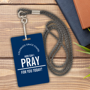 Navy Blue prayer church volunteers id badge