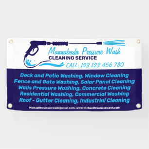 Navy Blue Pressure Washing Power Cleaning Banner