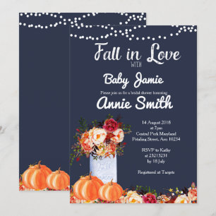 Navy Blue Pumpkin baby shower invitation