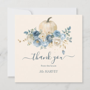 Navy Blue Pumpkin Fall in Love Bridal Shower Thank You Card