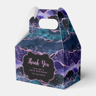 Navy Blue Purple Ocean Agate Birthday Thank You Favour Box