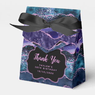 Navy Blue Purple Ocean Agate Birthday Thank You Favour Box