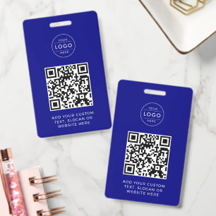 Navy Blue QR Code Custom Company Logo Badge ID Badge