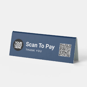 Navy Blue QR Code Logo Business Scan to Pay