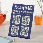 Navy Blue QR code networking Modern business sign