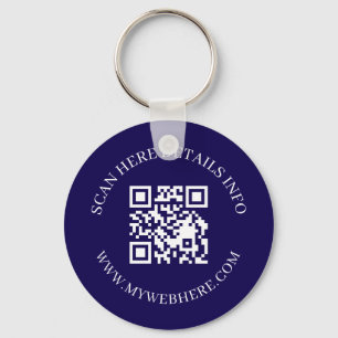 Navy Blue QR Code Text Corporate Swag Keychains