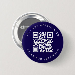 Navy Blue QR Code Tip 6 Cm Round Badge