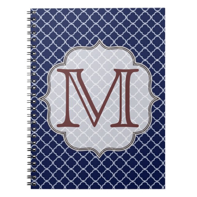 Navy Blue Quaterfoil Latti Monogram Note Book (Front)