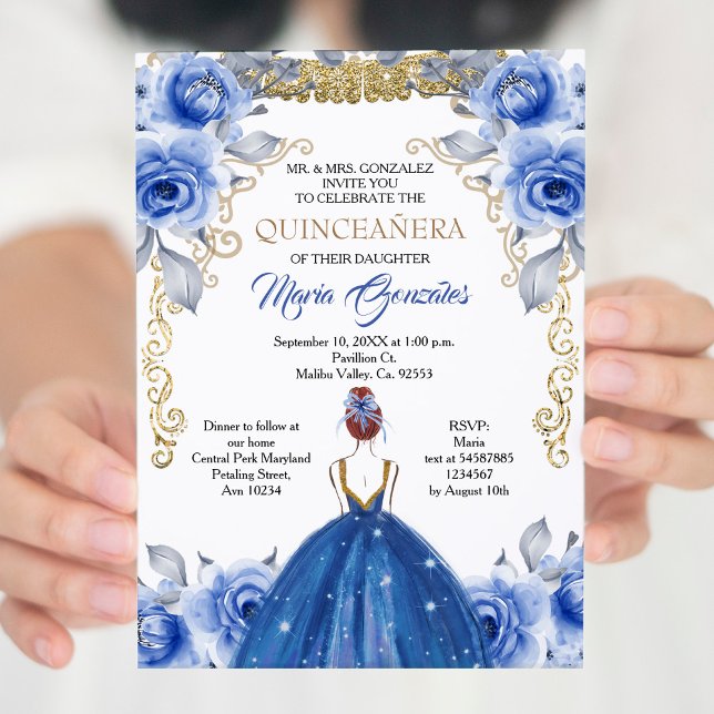 Navy Blue Quinceanera Invitation (Creator Uploaded)