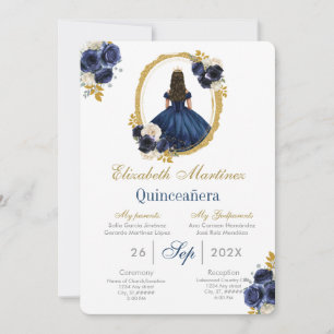 Navy blue Quinceanera Invitation