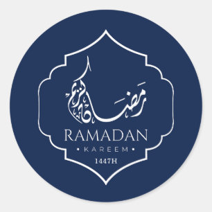 Navy Blue Ramadan Kareem Personalised Islamic  Classic Round Sticker