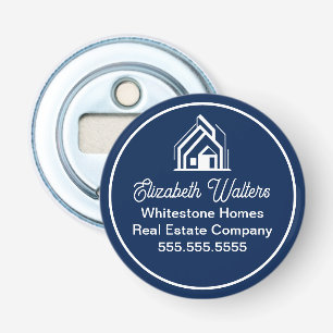 Navy Blue Real Estate Company Chic Custom Realtor Bottle Opener