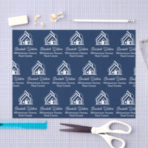 Navy Blue Real Estate Company Custom Realtor Tissue Paper