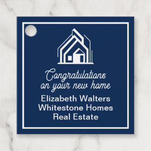 Navy Blue Real Estate Company Customised Party Favour Tags