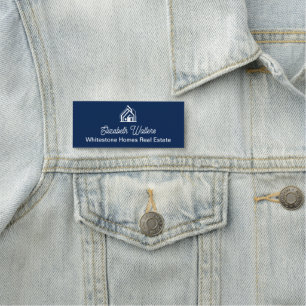 Navy Blue Real Estate Company Customized Realtor Name Tag