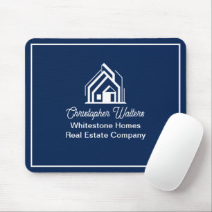 Navy Blue Real Estate Company Personalised Realtor Mouse Pad