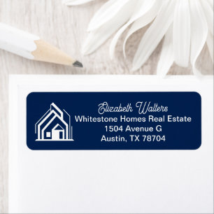 Navy Blue Real Estate Company Return Address Label