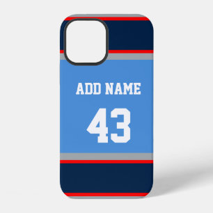 Navy Blue Red and Blue Sports Stripe iPhone 12 Case