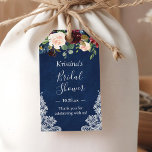 Navy Blue Red Blush Floral Lace Bridal Shower Gift Tags<br><div class="desc">Customise this "Burgundy Blush Floral Lace Rustic Navy Blue Bridal Shower Thank You Gift Tag" to add a special touch. It's a perfect addition to match your colours and styles. (1) For further customisation, please click the "customise further" link and use our design tool to modify this template. (2) If...</div>