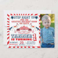 Navy Blue Red Circus Ticket Photo Birthday