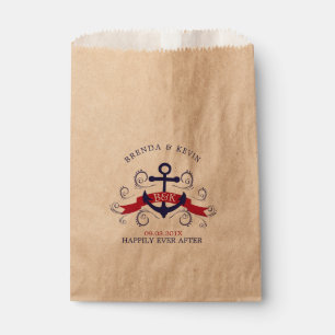 Navy-Blue & red nautical boat anchor Favour Bag