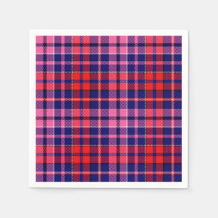 Navy Blue Red Pink Plaid Tartan Design  Napkin