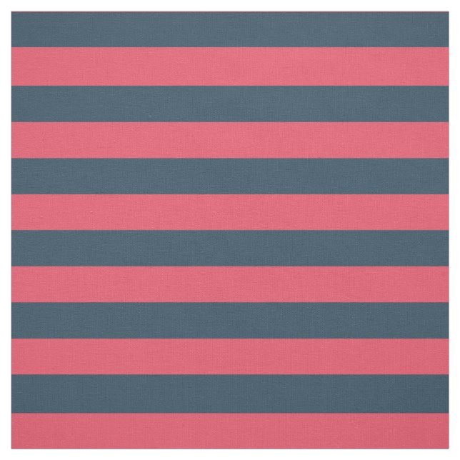 Navy Blue Red Rugby Stripes Striped Pattern Fabric (Swatch)