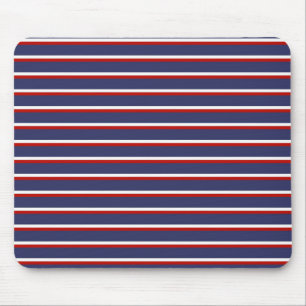 Navy Blue Red Stripe Pattern Mouse Pad