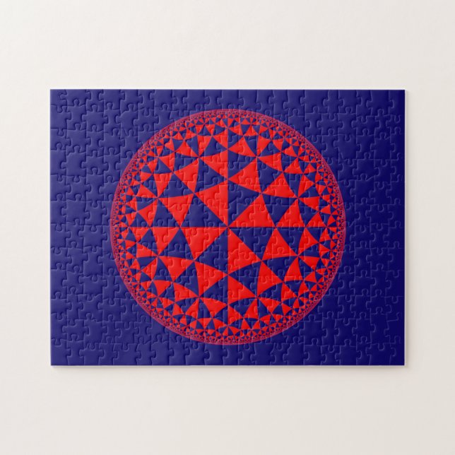 Navy Blue & Red Triangle Filled Mandala Jigsaw Puzzle (Horizontal)
