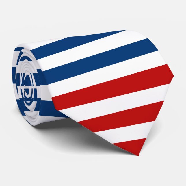 Navy-blue, red & white stripes with SUA flag Tie (Rolled)