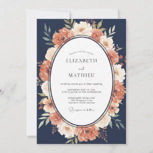 Navy Blue Refined Harvest Wedding Invitation